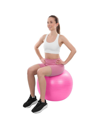 Piłka gimnastyczna do ćwiczeń fitness 75cm antiburst różowa