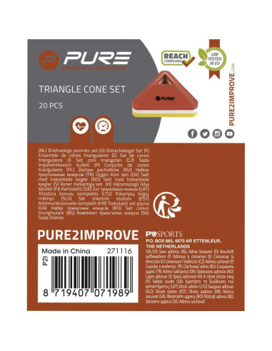 Stożki pachołki znaczniki treningowe 20szt pure 2 improve
