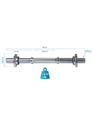 Gryf krótki 40 cm + zaciski enero fit fi28 mm