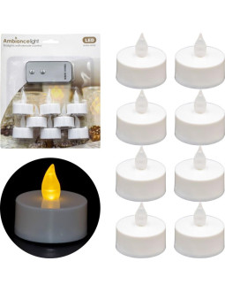 Zestaw 8 świeczek tea light led z pilotem