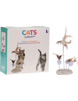 Zabawka dla kota piórka na sprężynach na podstawie drapak 14x33cm