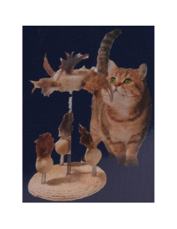 Zabawka dla kota piórka na sprężynach na podstawie drapak 14x33cm 2