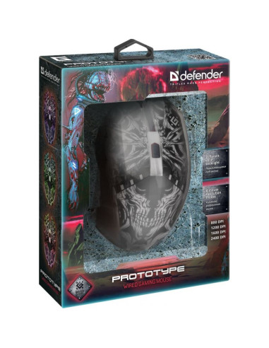 Defender mysz przewodowa prototype gm-670l optic 800/1200/1600/2400 dpi 6p 52670
