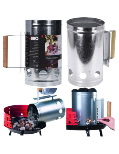 Komin rozpalacz do grilla wys. 27,5cm z drewnianą rączką