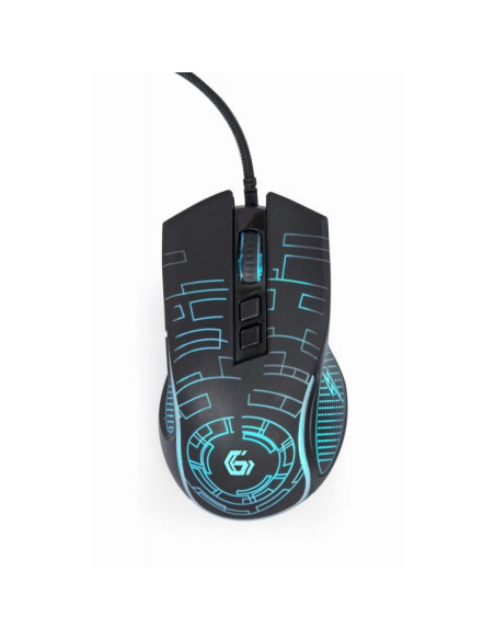 Gembird gamingowa mysz z podświetleniem rgb usb, czarna