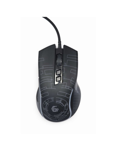 Gembird gamingowa mysz z podświetleniem rgb usb, czarna