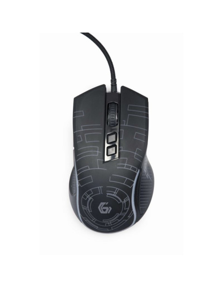 Gembird gamingowa mysz z podświetleniem rgb usb, czarna