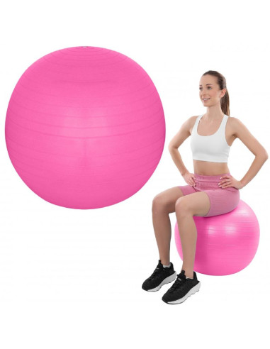 Piłka gimnastyczna do ćwiczeń fitness 65cm antiburst różowa