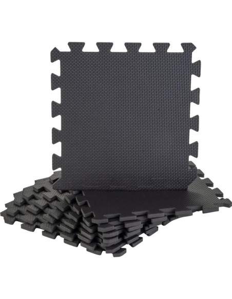 Mata puzzle pod sprzęt fitness 8szt 30x30x0,9cm czarna pure 2 improve