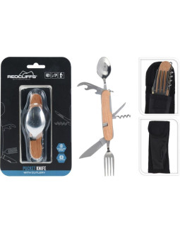 Zestaw survivalowy turystyczny scyzoryk 8w1 drewno