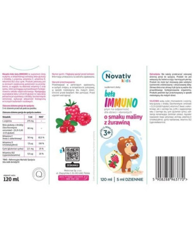 Novativ kids beta immuno płyn na odporność 120ml