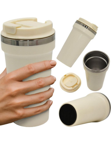 Kubek termiczny turystyczny excellent houseware 500ml - ecru