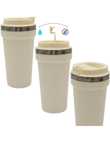 Kubek termiczny turystyczny excellent houseware 500ml - ecru