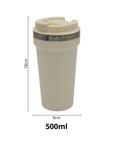 Kubek termiczny turystyczny excellent houseware 500ml - ecru