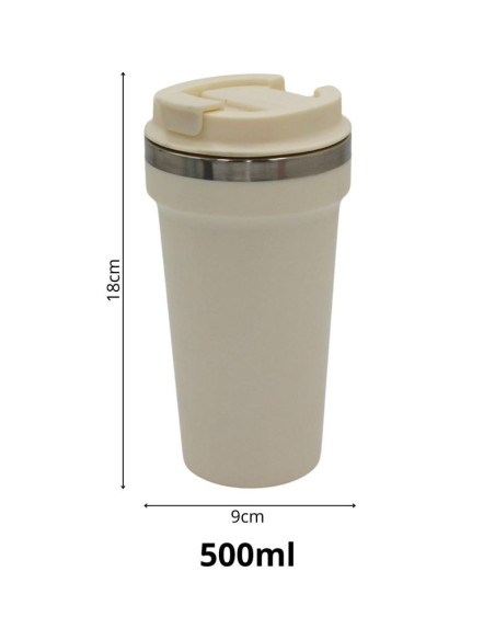 Kubek termiczny turystyczny excellent houseware 500ml - ecru