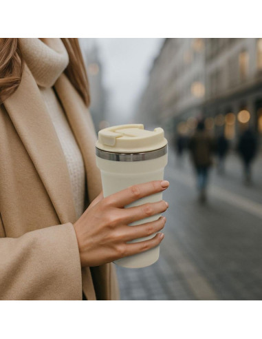 Kubek termiczny turystyczny excellent houseware 500ml - ecru