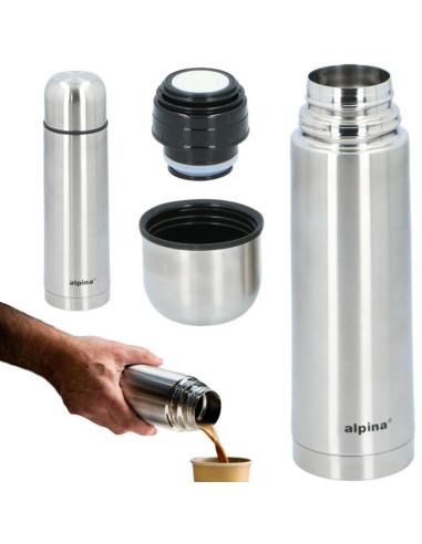 Termos termiczny turystyczny alpina 480ml srebrny
