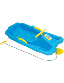 Sanki plastikowe z hamulcem i kierownicą adaś 84x43x25cm niebieskie 2