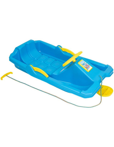 Sanki plastikowe z hamulcem i kierownicą adaś 84x43x25cm niebieskie