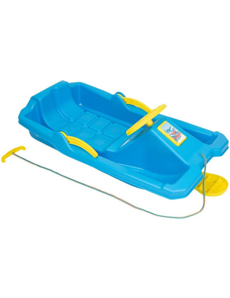 Sanki plastikowe z hamulcem i kierownicą adaś 84x43x25cm niebieskie