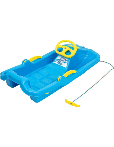 Sanki plastikowe z hamulcem i kierownicą adaś 84x43x25cm niebieskie