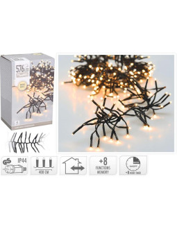 Lampki choinkowe łańcuch świetlny 576 led timer ciepły biały