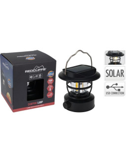 Latarka lampa camping czarna ładowanie usb i solar redcliffs