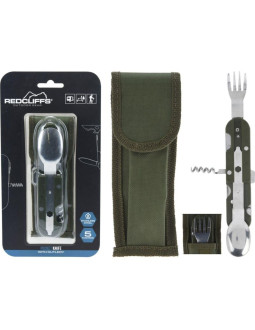 Zestaw survivalowy turystyczny scyzoryk ze sztućcami 5w1