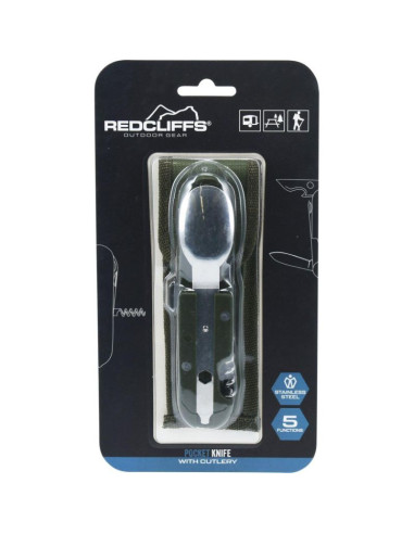 Zestaw survivalowy turystyczny scyzoryk ze sztućcami 5w1