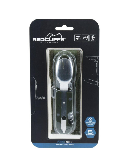 Zestaw survivalowy turystyczny scyzoryk ze sztućcami 5w1