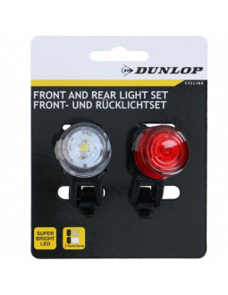 Zestaw silikonowych lamp rowerowych led przód i tył okrągłe black dunlop 2