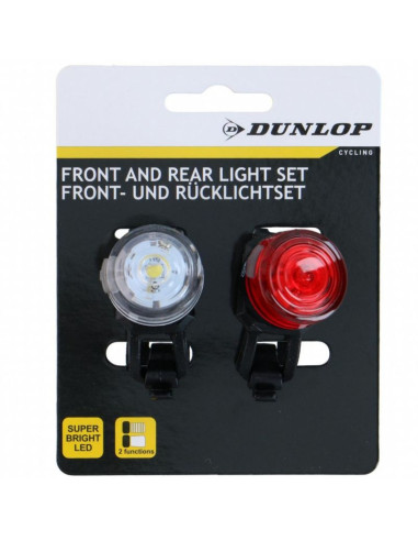 Zestaw silikonowych lamp rowerowych led przód i tył okrągłe black dunlop