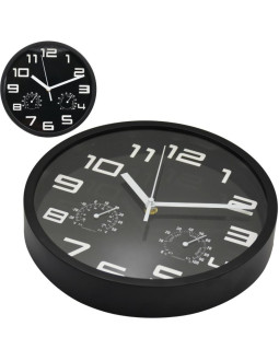 Zegar ścienny 25cm z termometrem czarny 2