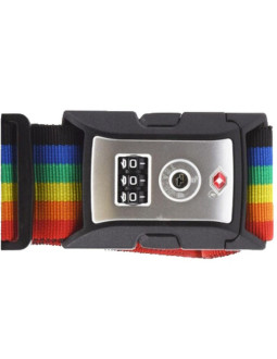 Uniwersalny pas zabezpieczający do walizki spinający 180x5cm na szyfr proworld multikolor 2