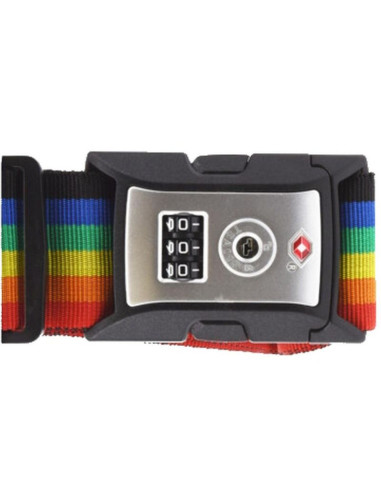 Uniwersalny pas zabezpieczający do walizki spinający 180x5cm na szyfr proworld multikolor