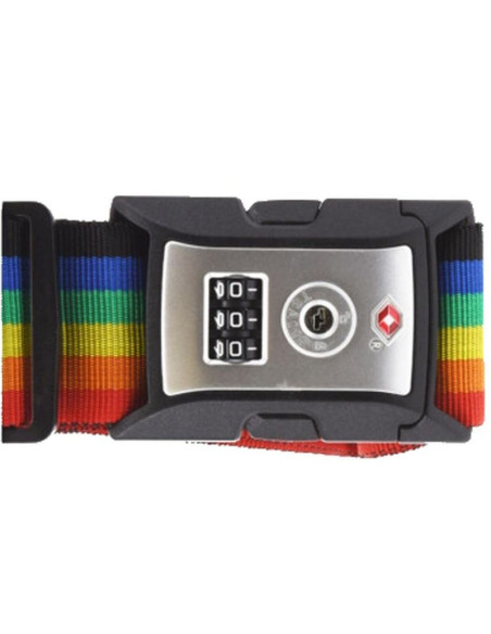 Uniwersalny pas zabezpieczający do walizki spinający 180x5cm na szyfr proworld multikolor