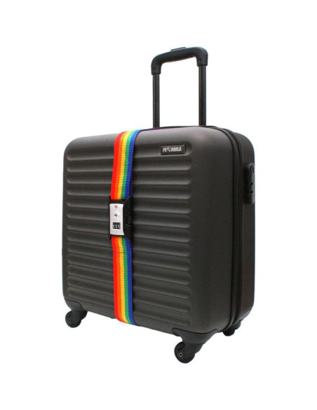 Uniwersalny pas zabezpieczający do walizki spinający 180x5cm na szyfr proworld multikolor