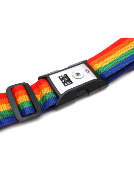 Uniwersalny pas zabezpieczający do walizki spinający 180x5cm na szyfr proworld multikolor