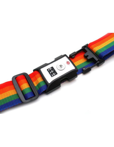 Uniwersalny pas zabezpieczający do walizki spinający 180x5cm na szyfr proworld multikolor