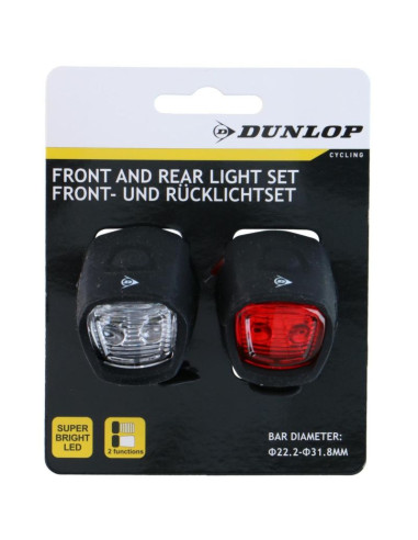 Zestaw silikonowych lamp rowerowych led przód i tył black dunlop