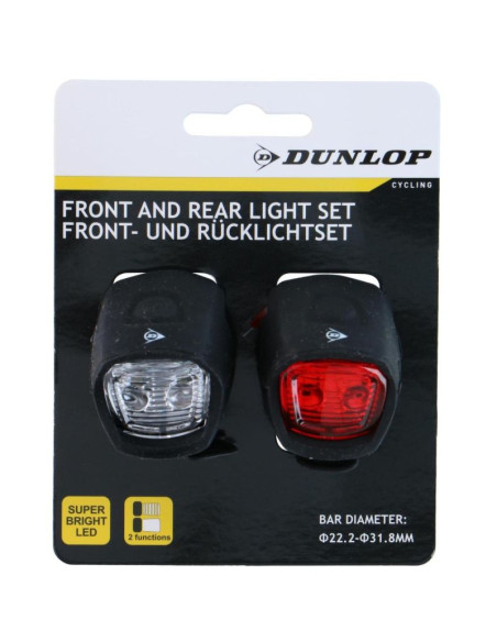 Zestaw silikonowych lamp rowerowych led przód i tył black dunlop