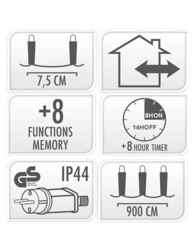 Lampki choinkowe łańcuch świetlny 120 led timer zimny biały
