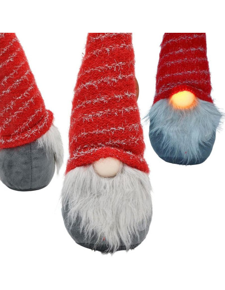 Skrzat z długą czerwoną czapką i świecącym nosem 10x9x42cm