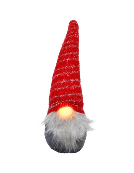 Skrzat z długą czerwoną czapką i świecącym nosem 10x9x42cm