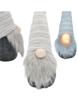 Skrzat gnom z długą białą czapką i święcącym nosem 42cm