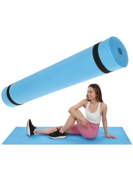 Mata fitness joga pilates  eva 180x60x0,4cm niebieska
