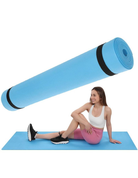 Mata fitness joga pilates  eva 180x60x0,4cm niebieska