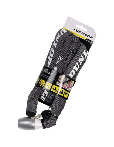 Zapięcie rowerowe dunlop łańcuch na zamek dł.120cm - szary