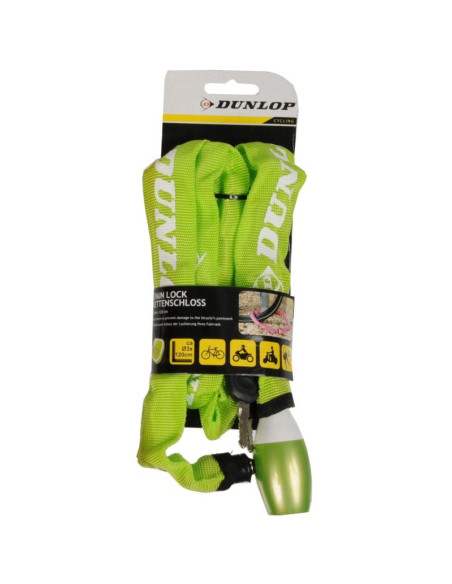 Zapięcie rowerowe dunlop łańcuch na zamek dł.120cm - zielony