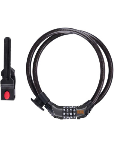 Zapięcie rowerowe linka na szyfr 10x1800mm z uchwytem black+ decker